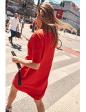 Oversize V-neck dress, red 3753 - Online store - Boutique